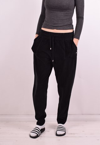 ELLESSE WOMENS VINTAGE TRACKSUIT TROUSERS W32 L30 BLACK 90S