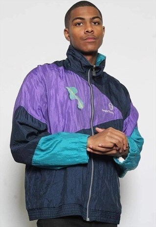 VINTAGE SERGIO TACCHINI SHELL TRACK TOP JACKET BLUE