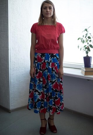 VINTAGE 90'S MULTI COLOUR HIGH WAISTED MIDI SKIRT