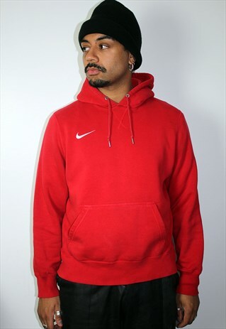 RED NIKE LOGO HOODIE