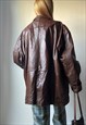 VINTAGE BROWN 80S LEATHER JACKET SIZE LARGE 