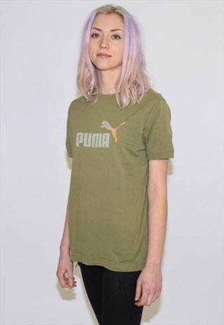 VINTAGE 90S OLIVE GREEN PUMA T SHIRT