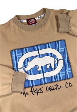 Ecko Unltd vintage Y2K beige graphic logo sweatshirt 