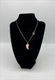 CHRISTIAN DIOR NECKLACE SILVER LOGO PINK SHARK TOOTH VINTAGE