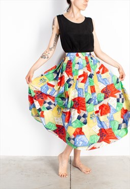Women's Letruc Colorful Geometric Pleated Skirt