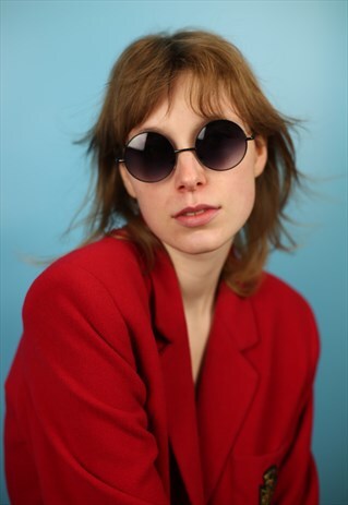 VINTAGE INSPIRED ROUND SUNGLASSES BLACK RIM