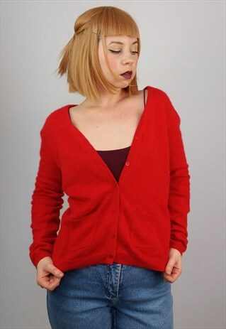 CHRISTIAN BERG VINTAGE 90'S CASHMERE CARDIGAN IN RED
