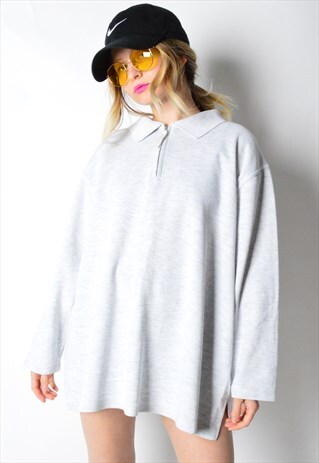 VINTAGE 90S GREY MINIMALIST 1/4 ZIPPER SWEATSHIRT