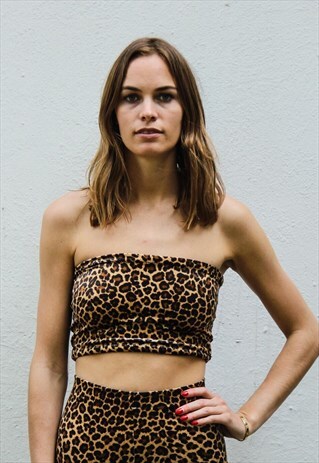 LEOPARD PRINT VELVET BANDEAU.