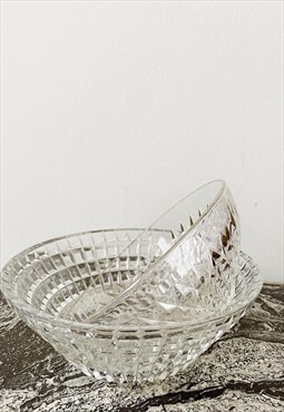 2 Vintage mid century 70s cut glass bowls