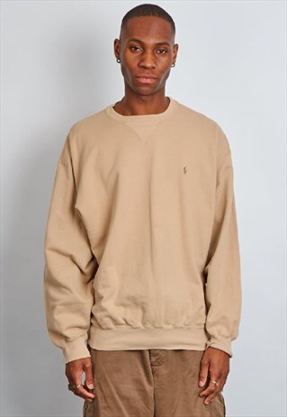 VINTAGE 90'S POLO RALPH LAUREN LOGO BEIGE SWEATER