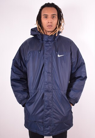 NIKE MENS VINTAGE PADDED JACKET LARGE BLUE 90S