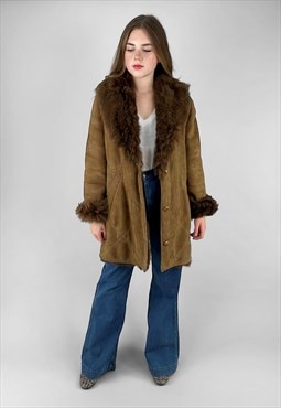 80's Vintage Coat Brown Penny Lane Shearling Sheepskin