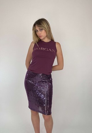VINTAGE 90S MIDI SKIRT WITH SEQUINS