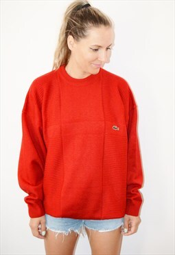 Vintage 90s LACOSTE Red Sweatshirt Jumper made in France