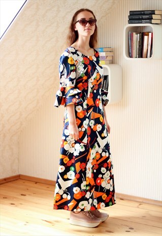 BRIGHT COLORFUL FLORAL MAXI DRESS