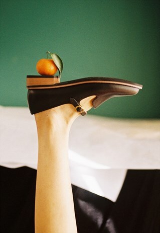 EAST GENUINE LEATHER MARY JANE SHOES IN BLACK