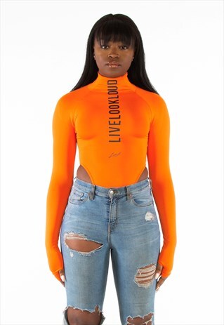 LOUD WOMENS ORANGE LONG SLEEVE BODYSUIT