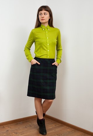GREEN TARTAN PENCIL SKIRT