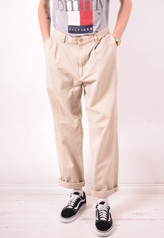 POLO RALPH LAUREN MENS VINTAGE TROUSERS W33 L32 BEIGE 90S