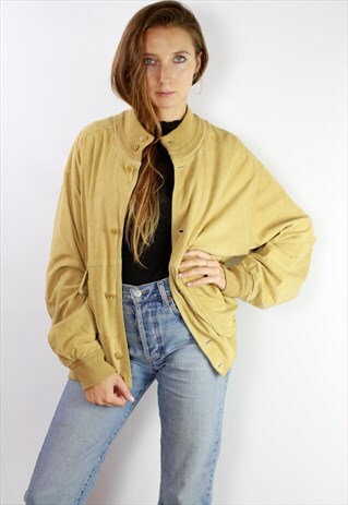VINTAGE SUEDE BOMBER JACKET BROWN