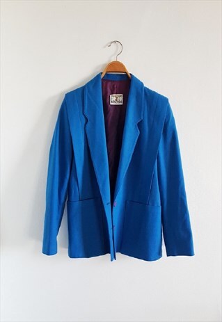1970s Vintage Wool Spring Blue Blazer, Size 5