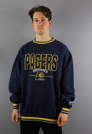 VINTAGE NBA INDIANA PACERS SWEATSHIRT IN NAVY WITH EMBROIDER