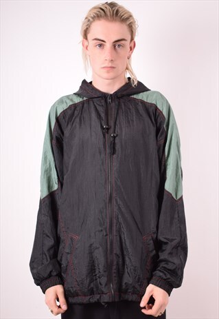 MENS VINTAGE RAIN JACKET XL BLACK 90S