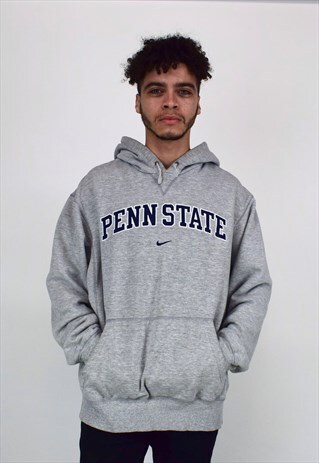 VINTAGE 90'S NIKE PEN STATE GREY AD BLUE HOODIE