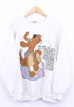 Vintage The Dog Sweatshirt White Graphic Noun Pullover 90s