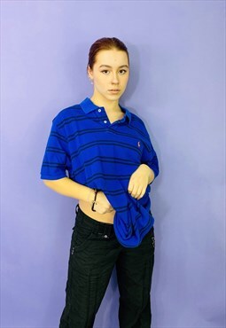 Vintage 90s Ralph Lauren Embroidered Striped Polo Shirt