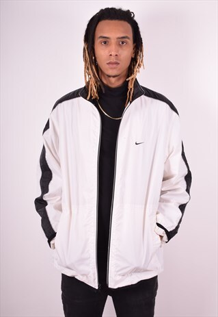 NIKE MENS VINTAGE TRACKSUIT TOP JACKET LARGE WHITE 90S