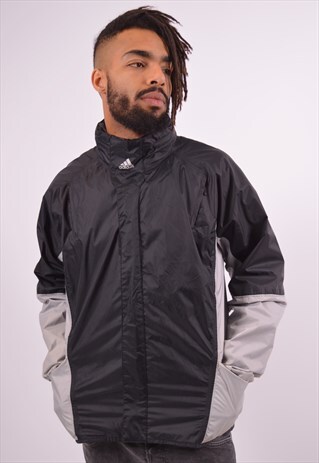 ADIDAS MENS VINTAGE RAIN JACKET MEDIUM BLACK 90S