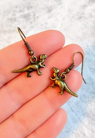 MINI DINOSAUR EARRINGS BRONZE-TONE