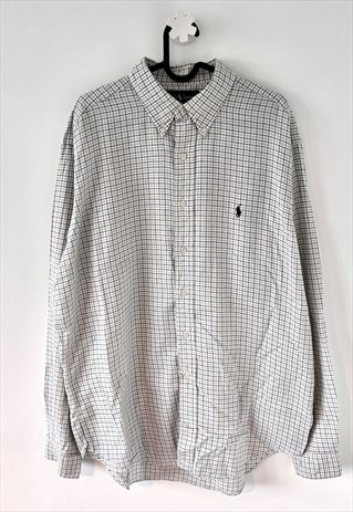 Vintage polo Ralph Lauren white check shirt XL 90s 