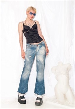 Vintage Y2K Flare Jeans in Blue with Ultra Wide Legs – Pop Sick