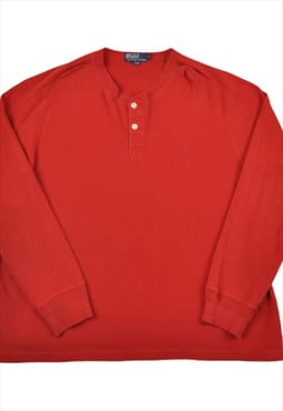 Vintage Ralph Lauren Button Up Pullover Sweater Red Large