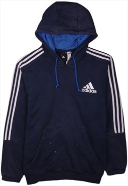 Vintage 90's Adidas Hoodie Striped Sleeves Pullover Navy