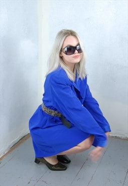 Vintage y2k baggy bright tailored shirt dress in light blue