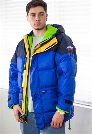 VINTAGE NAUTICA PUFFER COAT JACKET LOGO 90S M 41.7