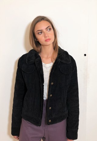 VINTAGE FUR CORDUROY JACKET PADDED CORD BOMBER