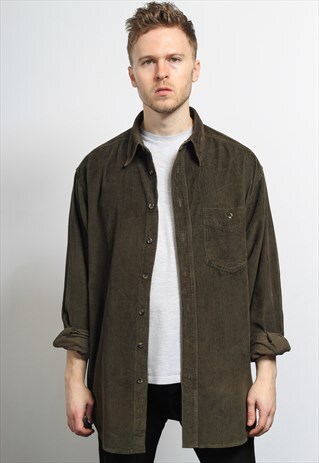 VINTAGE CORDUROY CORD SHIRT GREEN