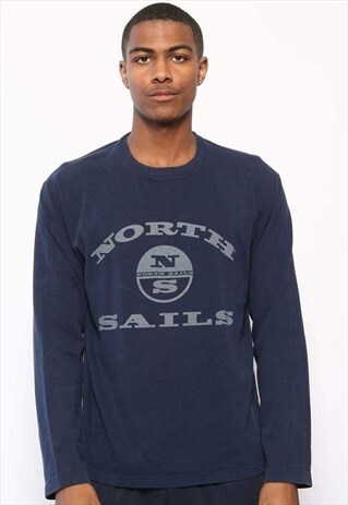 VINTAGE NORTH SAILS BIG LOGO LONG SLEEVE T-SHIRT NAVY BLUE