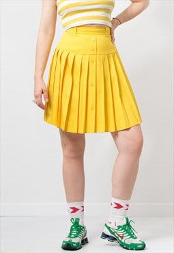 Vintage mini pleated skirt in yellow schoolgirl summer