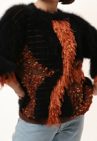 80S VINTAGE PARTY MOHAIR CRAZY PATTERN JUMPER 1079