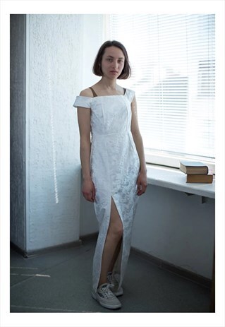 VINTAGE 60'S IVORY EMBROIDERED WEDDING DRESS