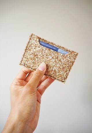 IRIDESCENT GOLD GLITTER CARD CASE