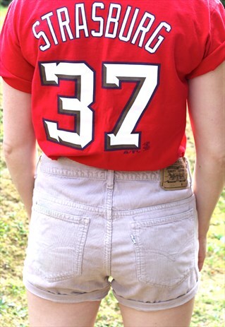 VINTAGE LEVI'S HIGH WAIST CORDUROY DENIM SHORTS - SIZE 10/12