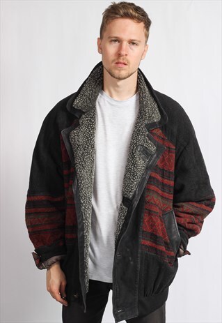 VINTAGE AZTEC FESTIVAL FLEECE LINED JACKET