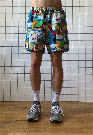 Vintage ADIDAS Shorts Swim Yachting Graphic Printed 80s